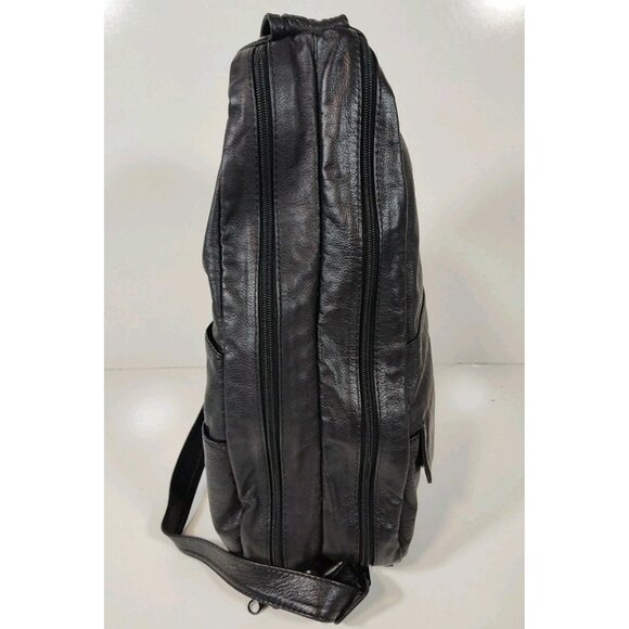 Ace Leather Goods Black Sling Bag Travel Shoulder USA Made 16x9x6 Vintage - Picture 6 of 9